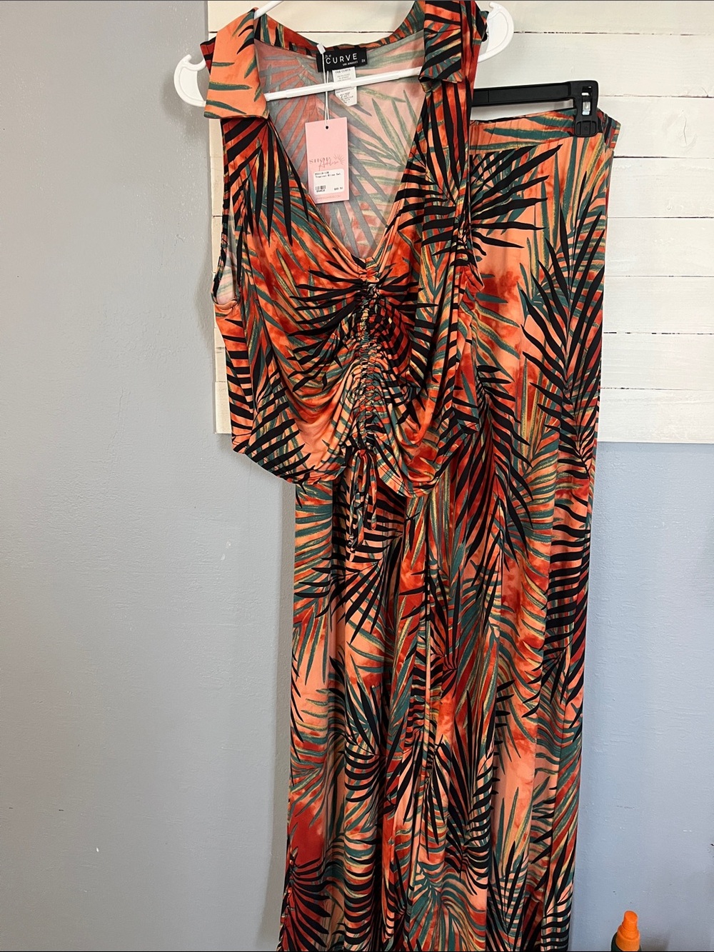 Tropical Ruched Orange Resort Outfit